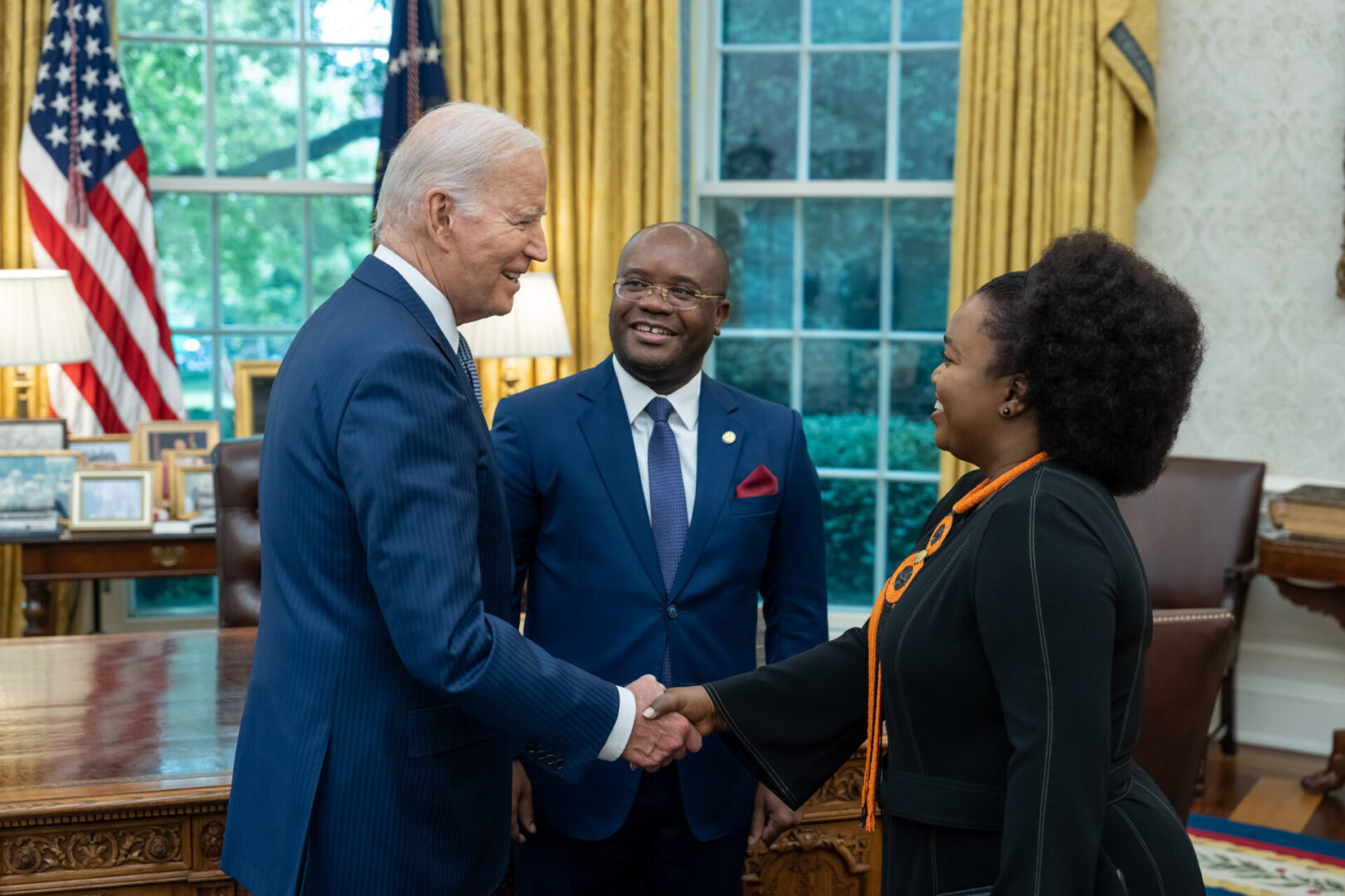 President Joe Biden participates in a photo line during an ambassador credentialing ceremony, Friday, June 30, 2023, in the Oval Office of the White House. (Official White House Photo by Adam Schultz)